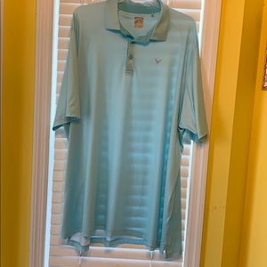 Men’s Callaway 3XLT polo golf shirt- teal & white